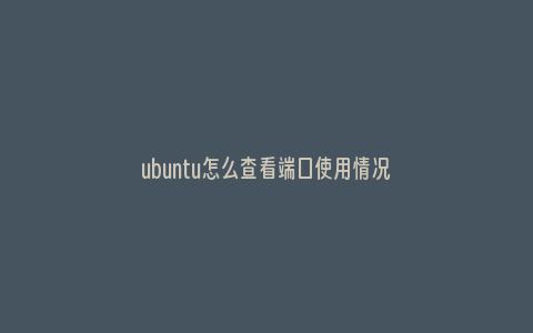 ubuntu怎么查看端口使用情况